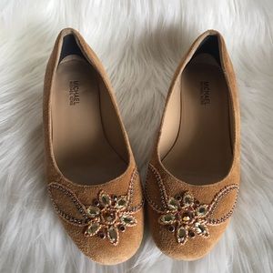 MICHAEL Michael Kors 8.5 leather gold jewel flats